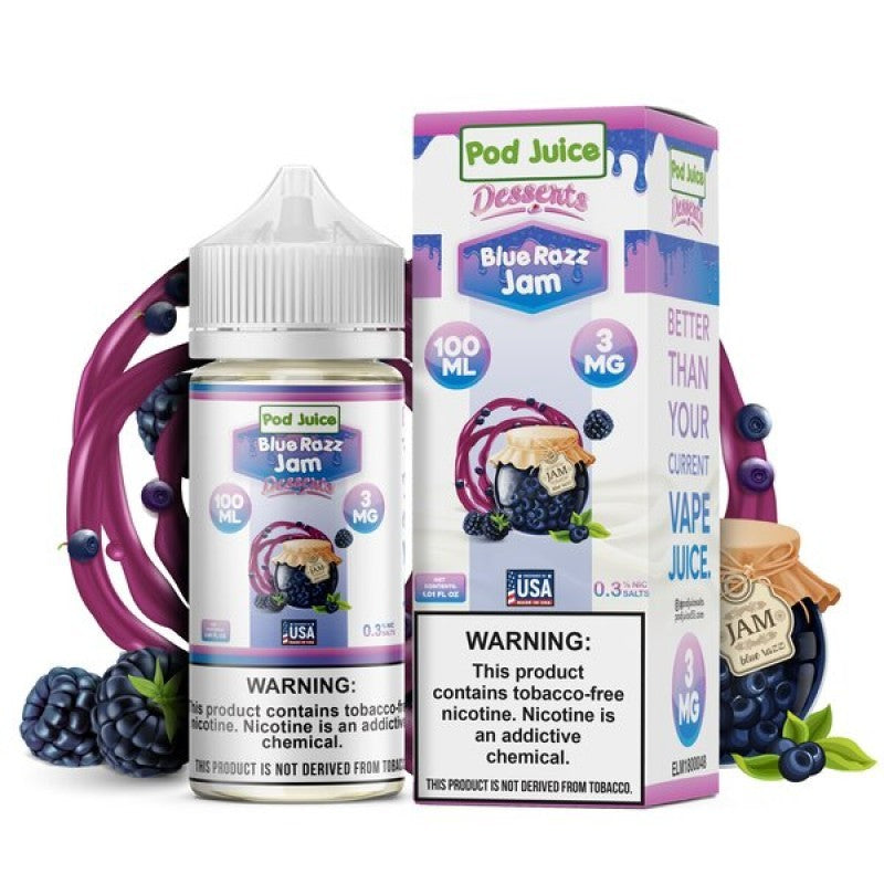 POD JUICE E-LIQUID BLUE RAZZ JAM - 100ML