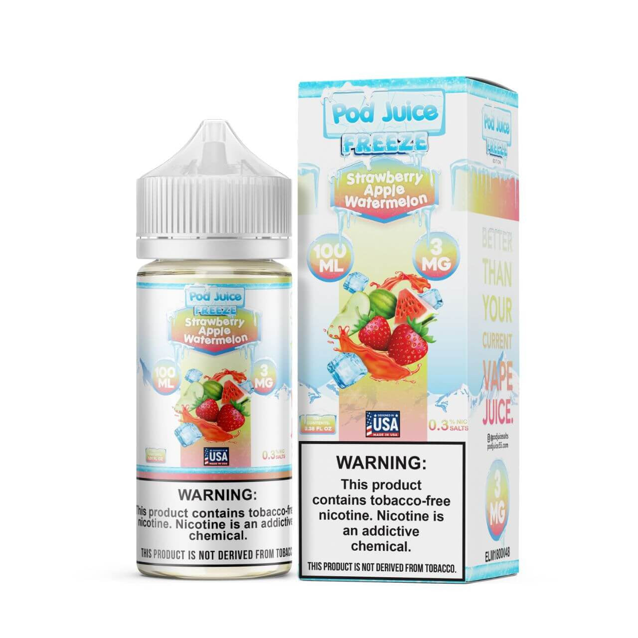 POD JUICE E-LIQUID STRAWBERRY APPLE WATERMELON ICE - 100ML